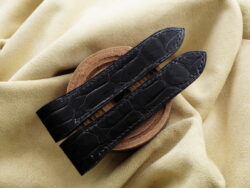 High Grade Glossy Black Crocodile Leather Deployment Strap For Santos 100, Santos XL size 20mm, 23mm - CUSTOM MADE SERVICE CT3255