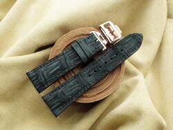Black Crocodile Stonewash Leather Watch Strap - CUSTOM MADE SERVICE CT3246