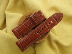 High Grade Glossy Cognac Leather Watch Strap For Panerai - CUSTOM MADE SERVICE CT3273