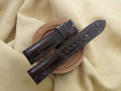 High Grade Glossy Dark Brown Crocodile Leather Watch Strap - CUSTOM MADE SERVICE CT3270