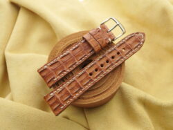 Double Hornback Cognac Crocodile Leather Watch Strap - CUSTOM MADE SERVICE CT3287