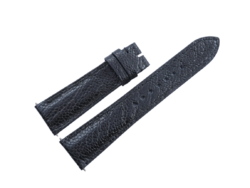 22mm/18mm Black Genuine Ostrich Skin Leather Watch Strap #WT14455