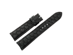 20mm/18mm Black Carp Fish Skin Leather Watch Strap #WT14472