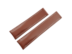 22mm/20mm Tan Brown Box Calf Skin Deployment Strap For Breitling #WT14481
