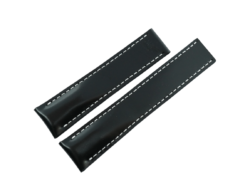 22mm/20mm Black Box Calf Skin Deployment Strap For Breitling #WT14479