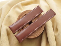 Tan Brown Box Calf Leather Deployment Strap For Breitling - CUSTOM MADE SERVICE CT3319
