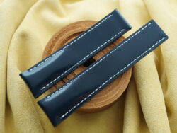 Dark Navy Blue Box Calf Leather Deployment Strap For Breitling - CUSTOM MADE SERVICE CT3322