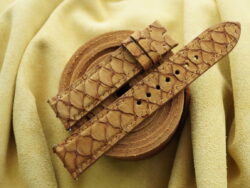 Honey Carp Fish Skin Leather Watch Strap - CUSTOM MADE SERVICE CT3315