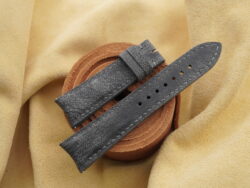 Gray Stonewash Nubuck Leather Curved End Watch Strap For JLC - CUSTOM MADE SERVICE CT3325