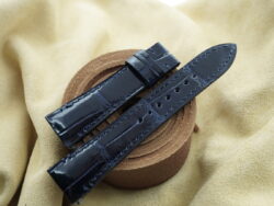 High Grade Glossy Navy Blue Crocodile Leather Watch Strap With Quickswitch For Cartier Santos Medium, Large Model - CUSTOM MADE SERVICE CT3326