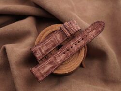 Red Brown Crocodile Stonewash Leather Watch Strap For Cartier Tank Solo, Tank Must, Tank Louis - CUSTOM MADE SERVICE CT3341